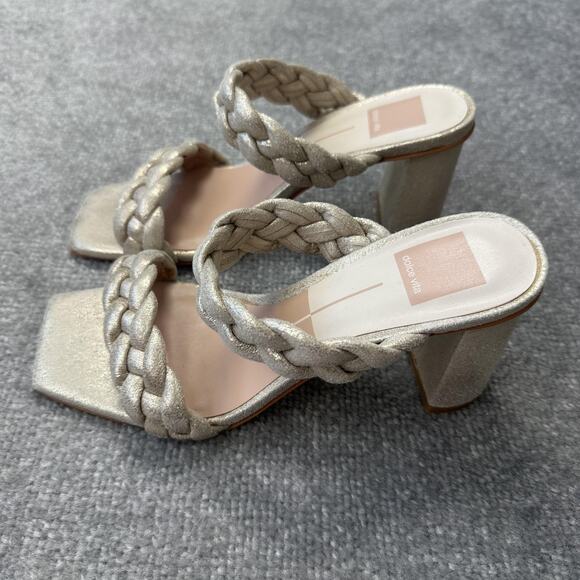 Dolce Vita Shoes - Dolce Vita Shoes Womens Size 7.5 Gold Heels Braided Sandals Block Party Chic